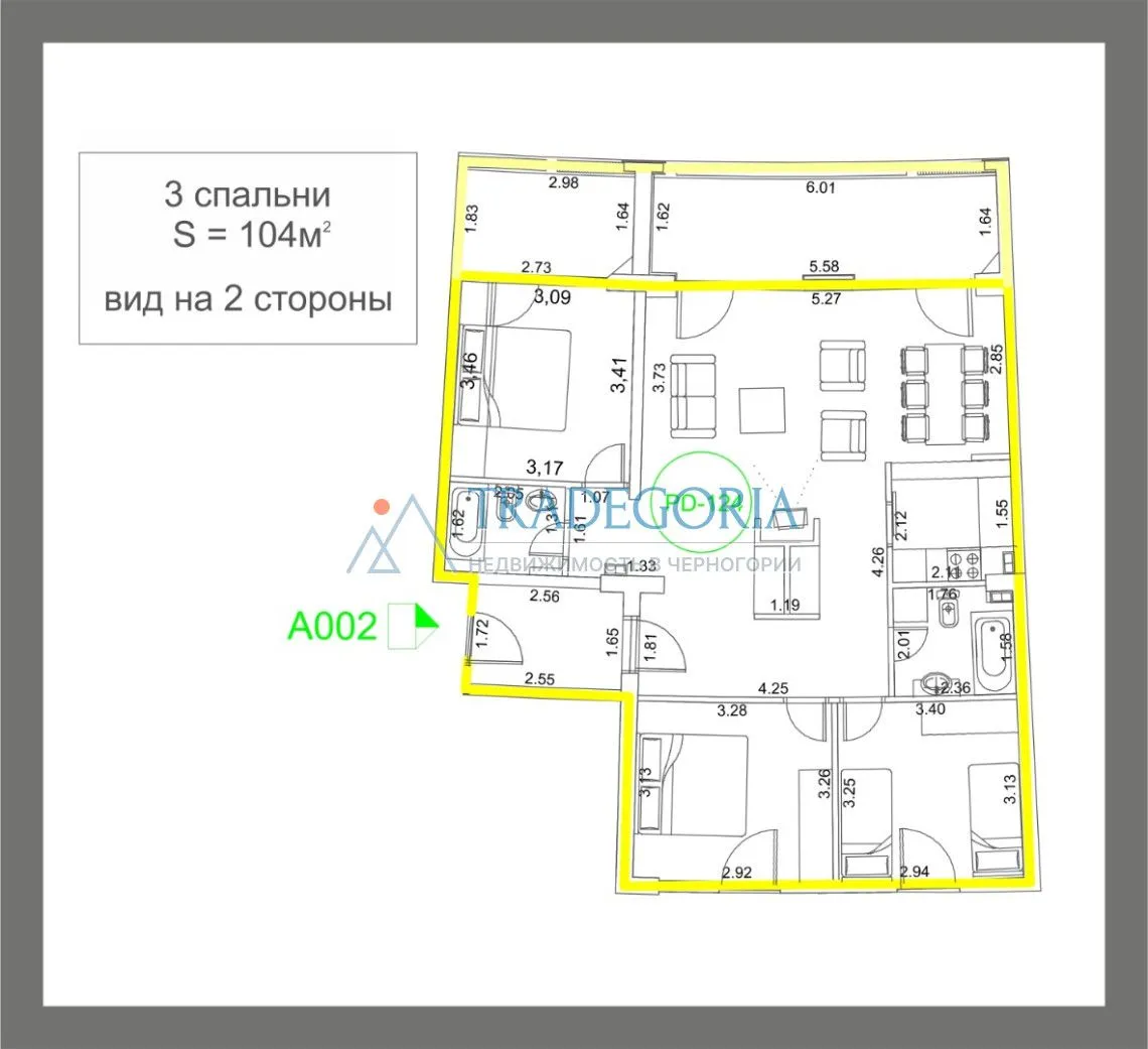 Prodaja, trosoban stan, 104m², Budva, Crna Gora
