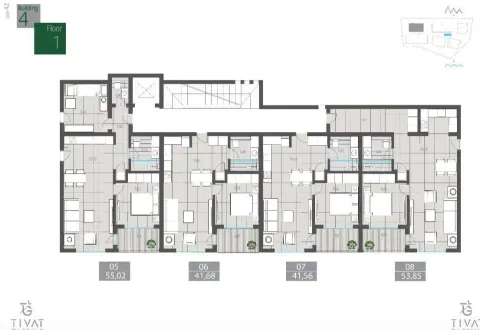 Arhitektonski plan sprata sa oznakama stanova i dimenzijama. - image 8