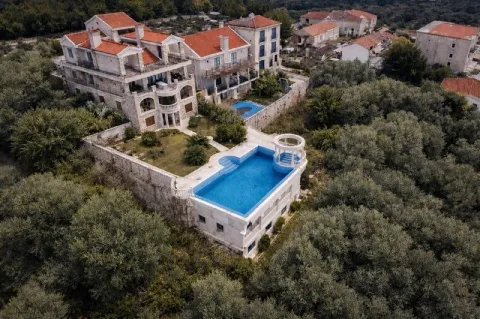 Aerial view of the villa with a swimming pool and surroundings. - image 4