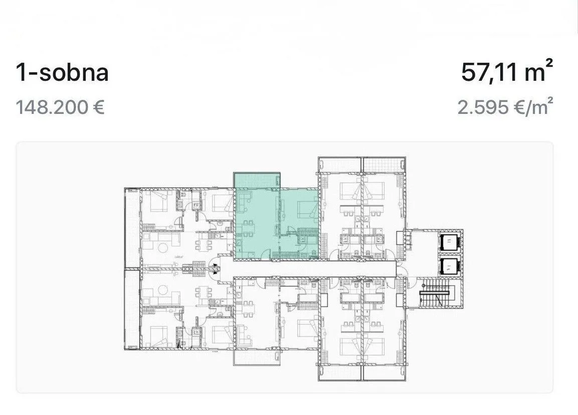 Sale, one bedroom apartment, 57m², Bjeliši, Bar