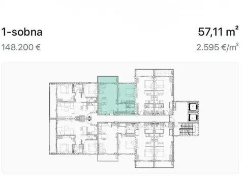 Sale, one bedroom apartment, 57m², Bjeliši, Bar - image 3