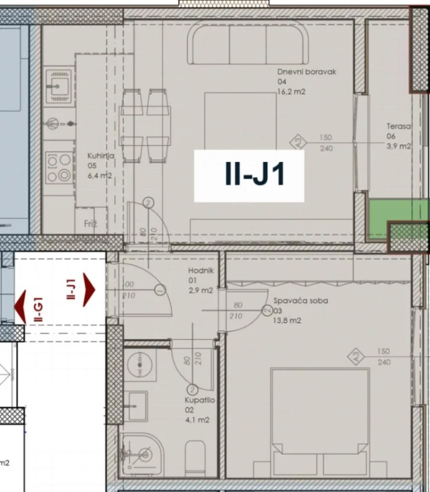 Sale, one bedroom apartment, 47m², Ilino, Bar