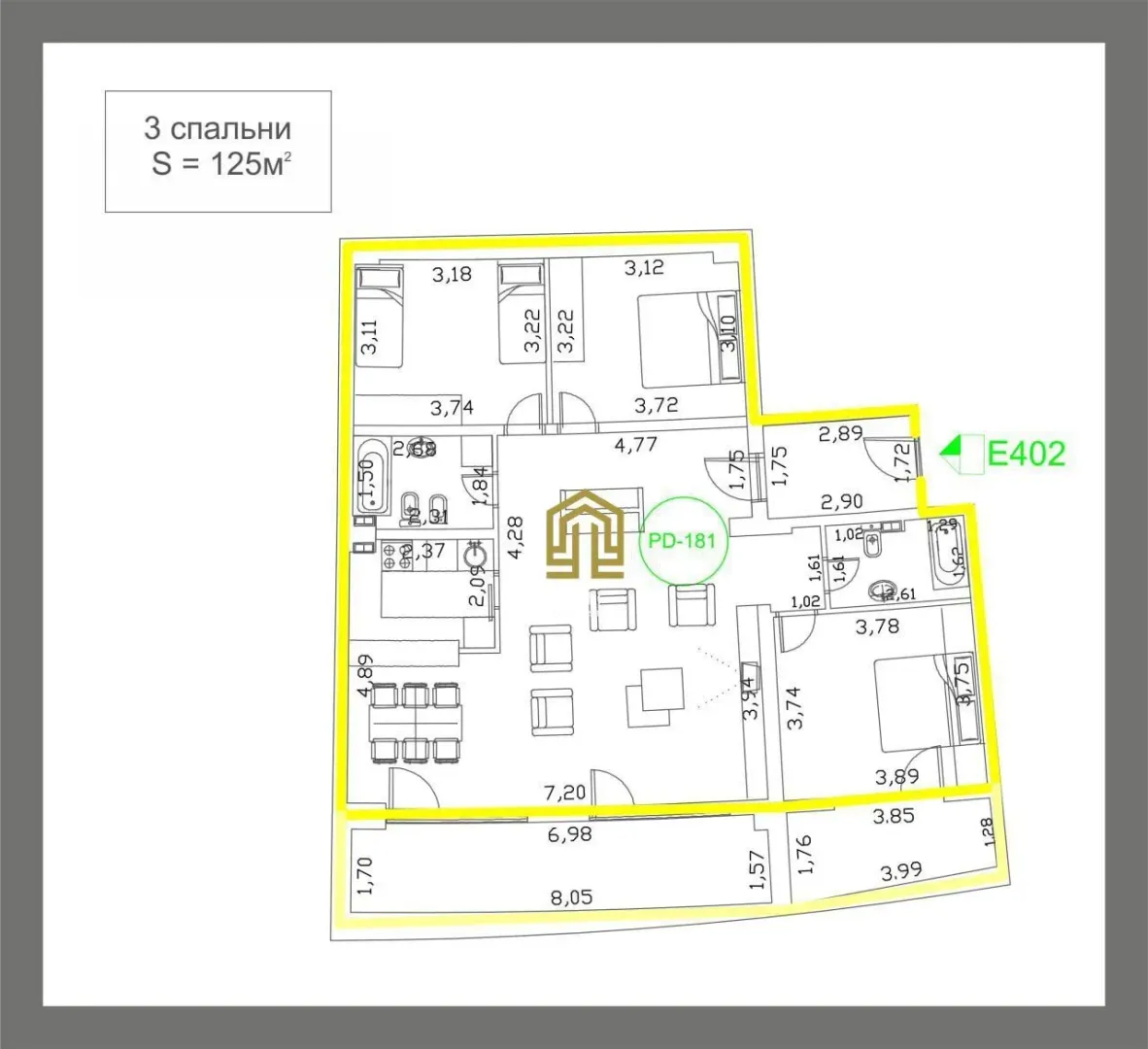 Prodaja, trosoban stan, 125m², Zavala, Budva - Plan prostora
