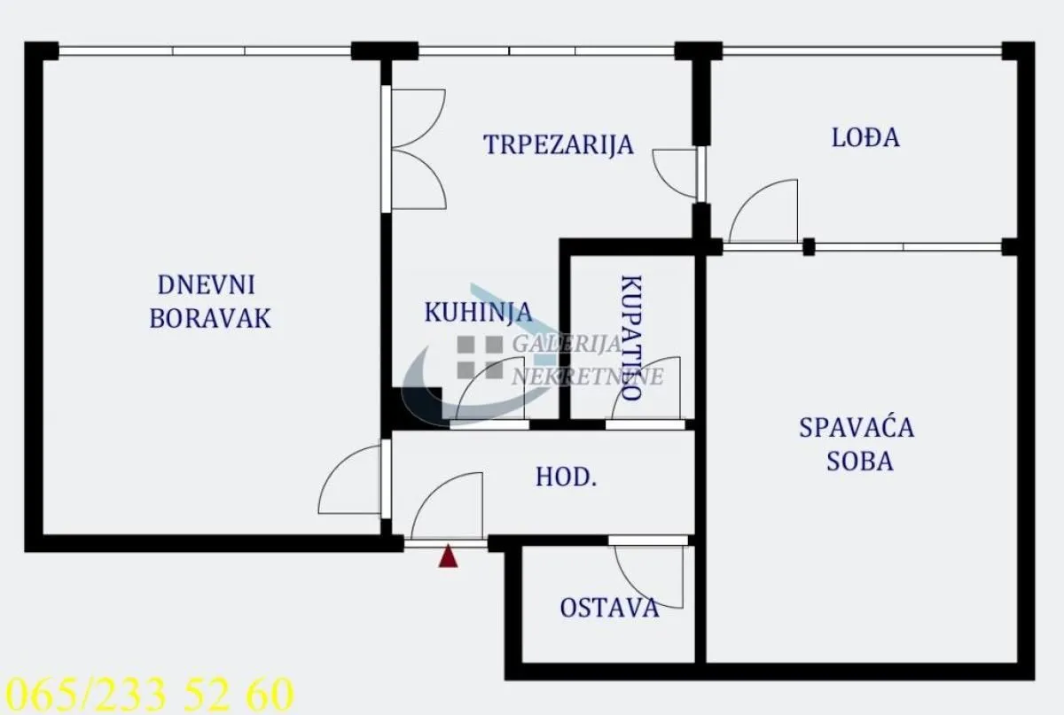 Osnova stana sa rasporedom prostorija.