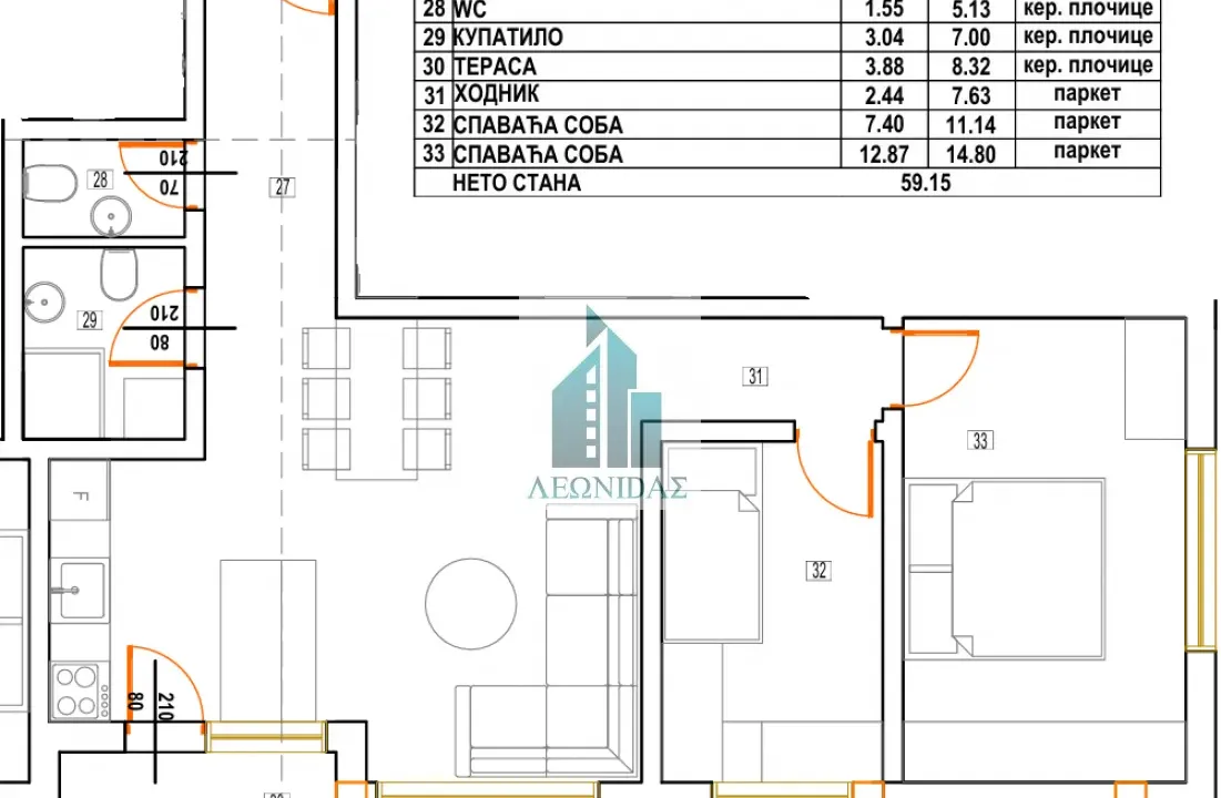 Prodaja, dvosoban stan, 59m², Donja Vrežina, Niš