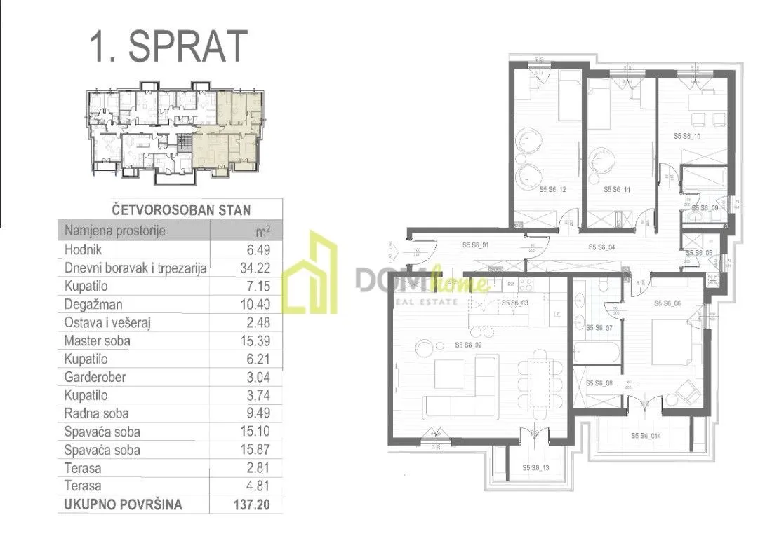 Prodaja, četvorosoban stan, 137m², Tološi, Podgorica
