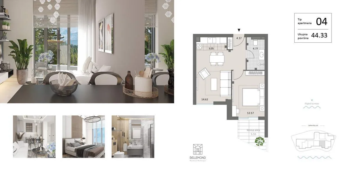 Sale, one bedroom apartment, 69m², Bečići, Budva