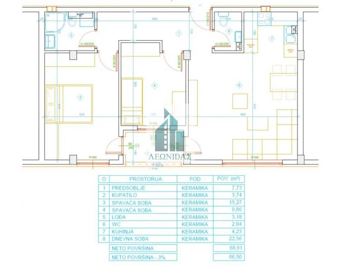 Sale, two bedroom apartment, 66m², Palilula, Niš