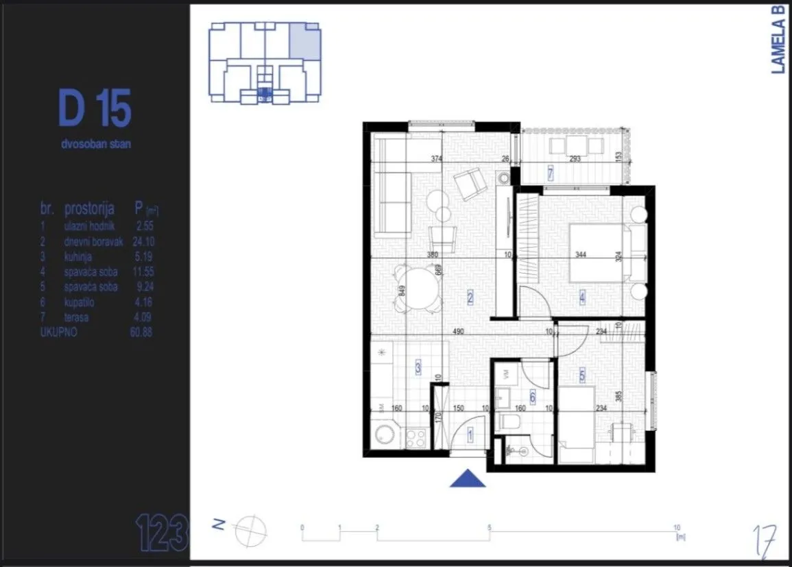 Prodaja, dvosoban stan, 60m², Zabjelo, Podgorica