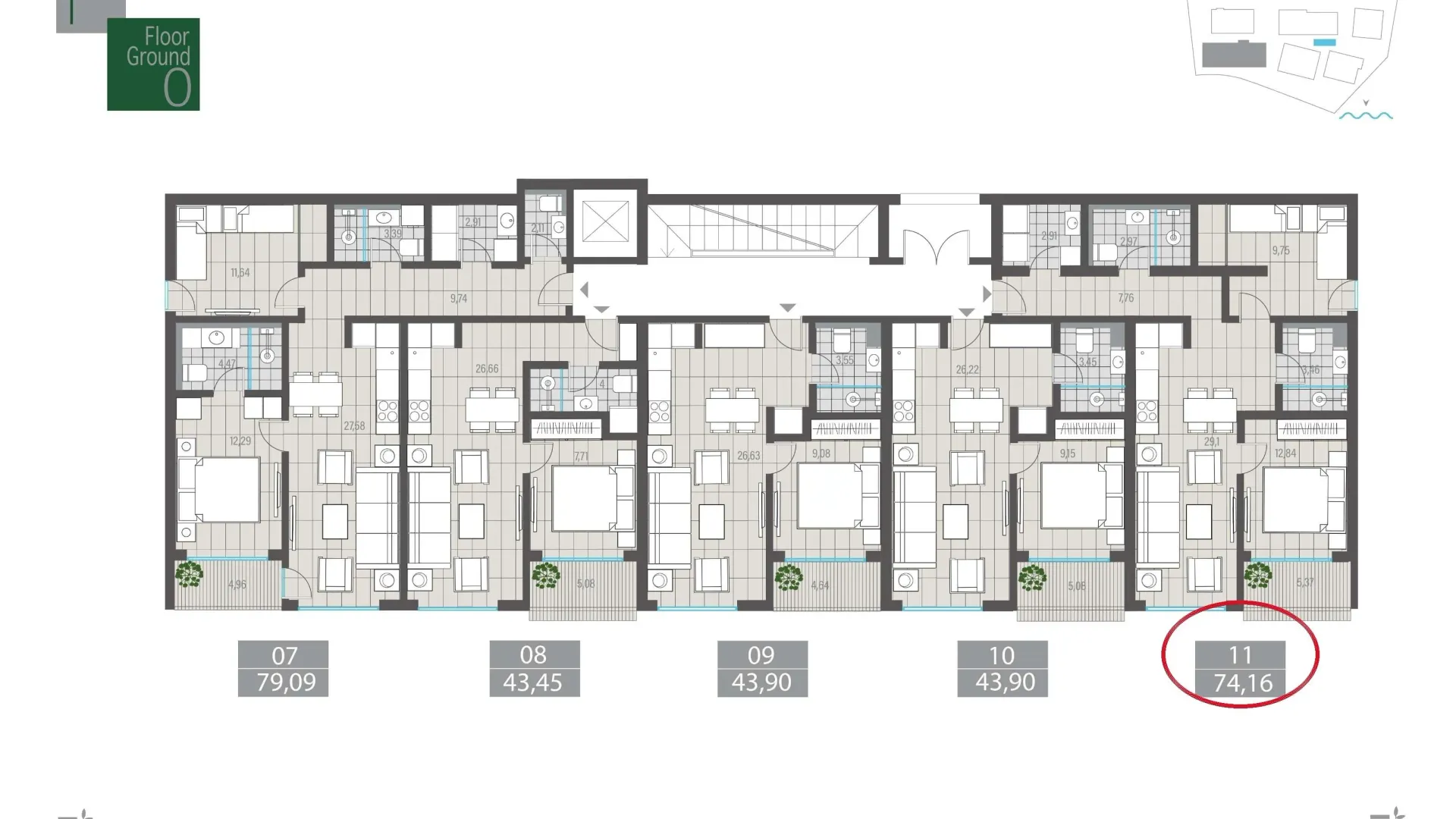 Sale, two bedroom apartment, 74m², Centar, Tivat