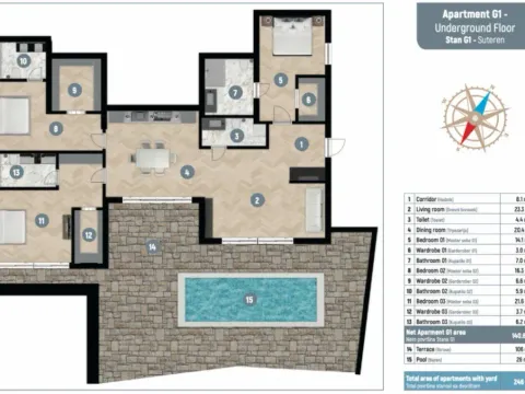 Sale, three bedroom apartment, 246m², Donja Lastva, Tivat - image 9