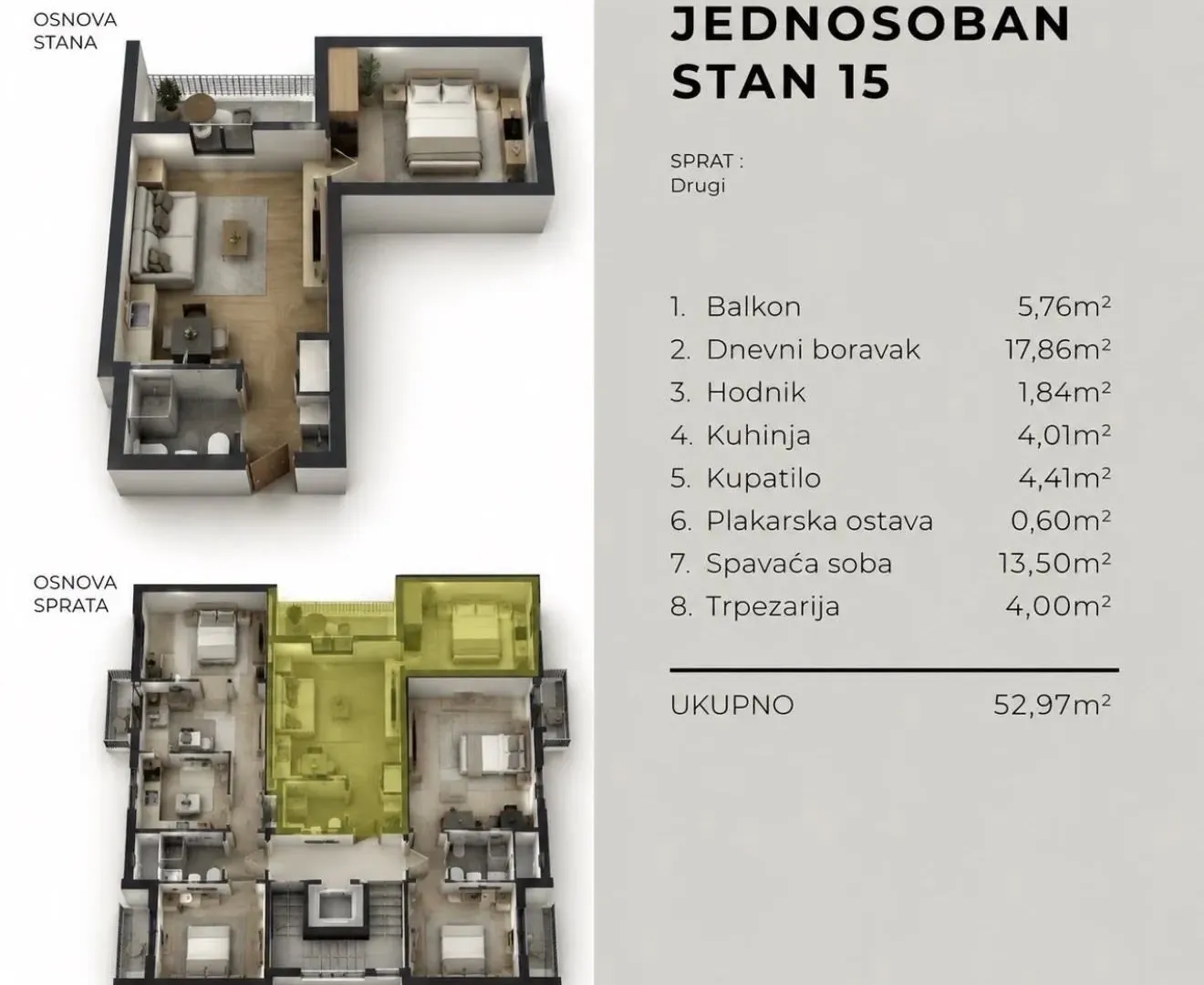 Sale, one bedroom apartment, 53m², Ilino, Bar
