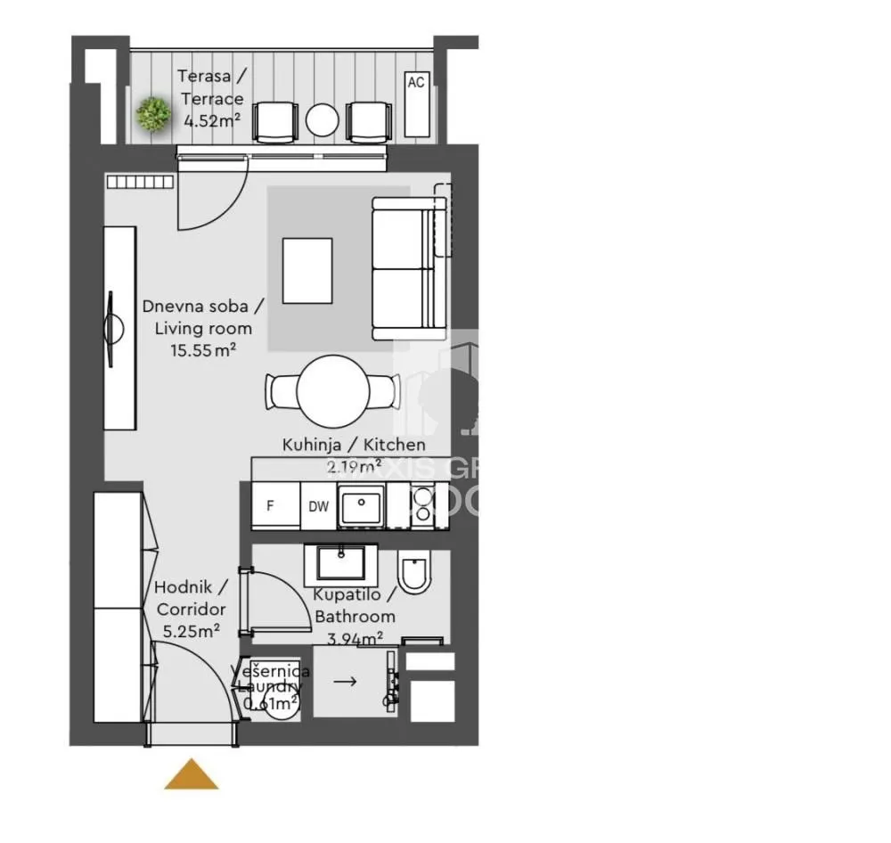 Sale, one bedroom apartment, 32m², Savski Venac, Beograd