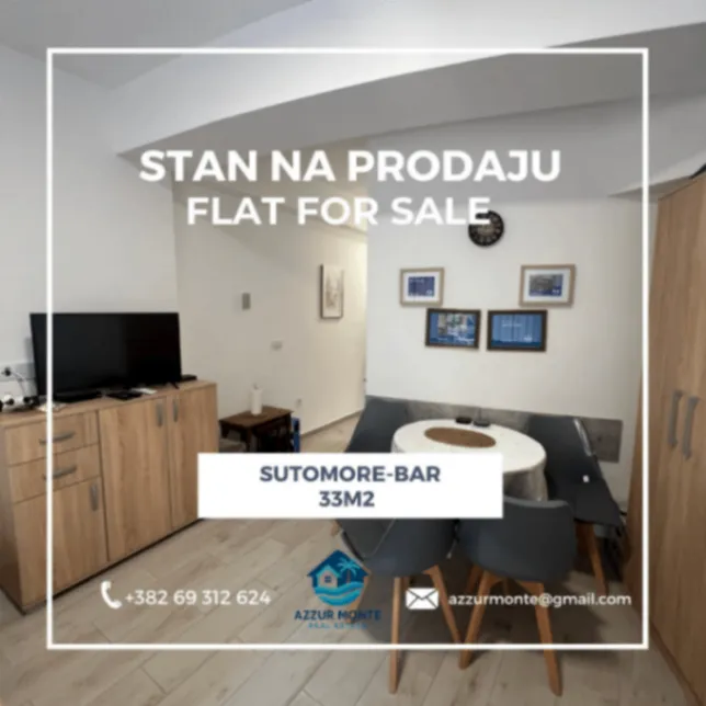 Sale, studio apartment, 33m², Sutomore, Bar