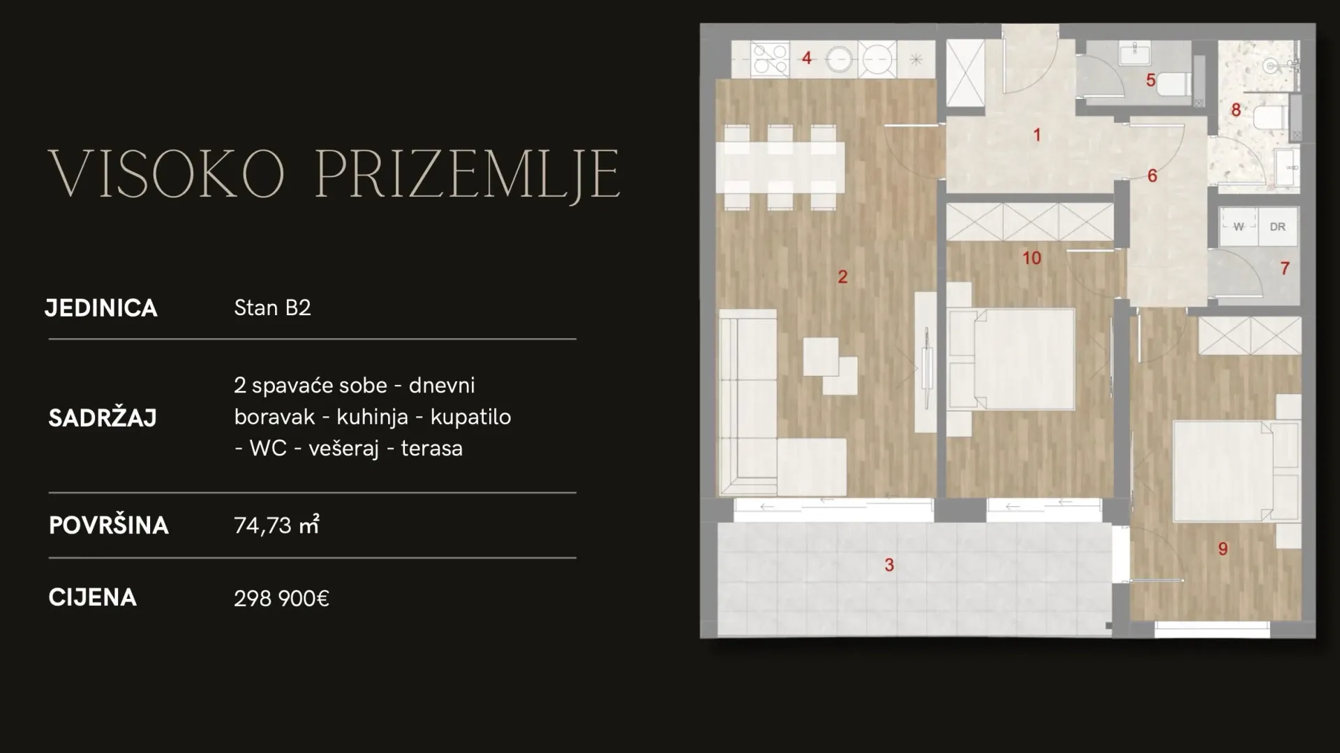 Sale, two bedroom apartment, 75m², Muo, Kotor
