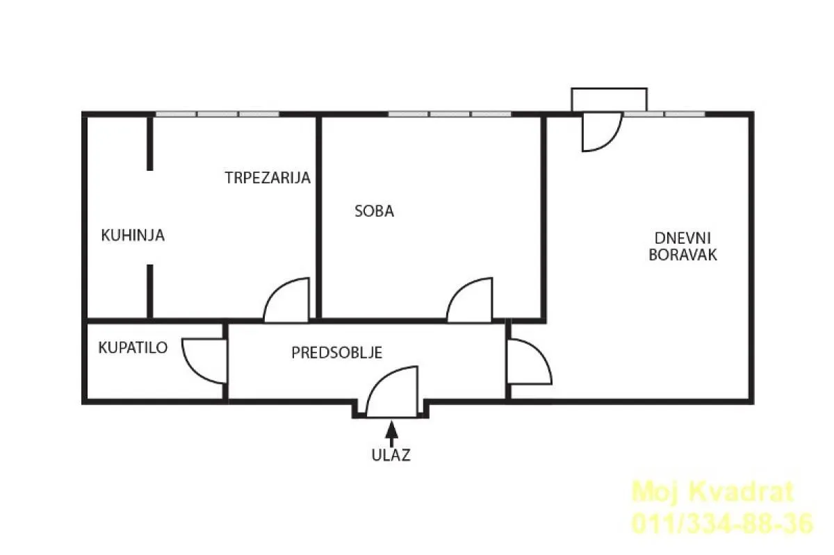 Sale, two bedroom apartment, 51m², Savski Venac, Beograd