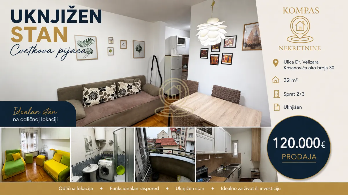 Prodaja, jednosoban stan, 32m², Cvetkova Pijaca, Zvezdara Sve Podlokacije