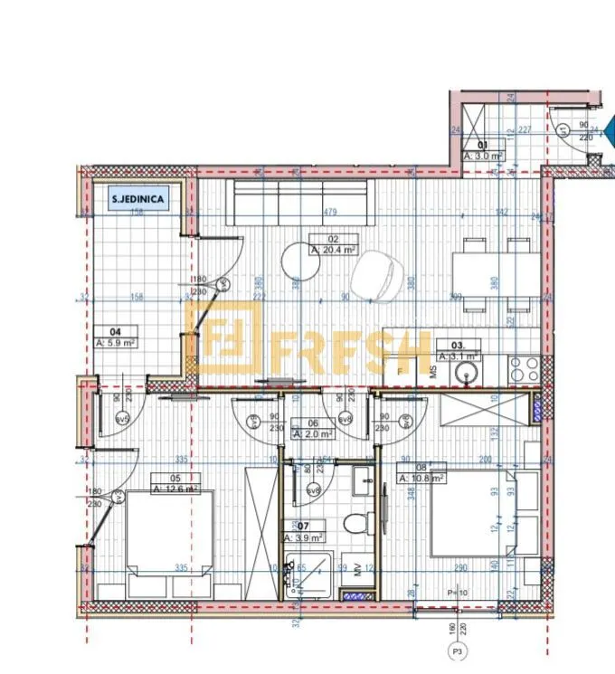 Prodaja, dvosoban stan, 61m², Ljubović, Podgorica
