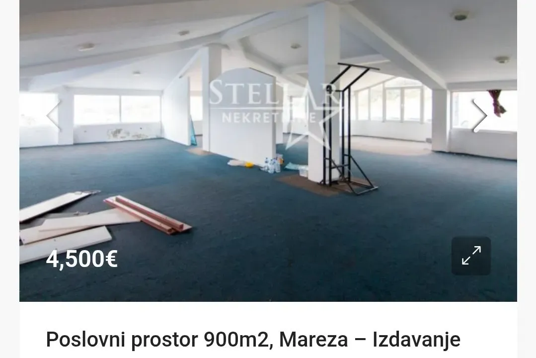 Izdavanje, poslovni prostor, 900m², Mareza, Podgorica