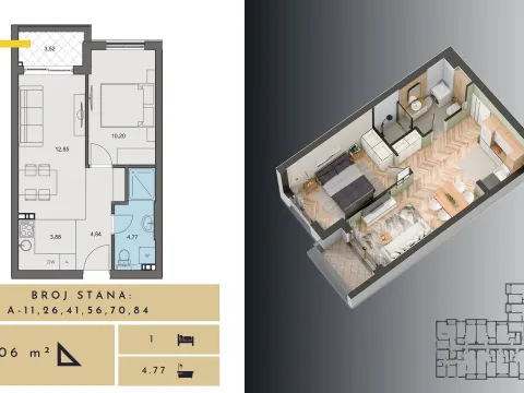 Sale, one bedroom apartment, 42m², Budva, Crna Gora - image 11