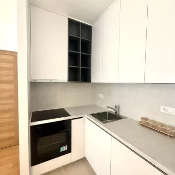 Modern white kitchen with built-in oven and sink. - image 3