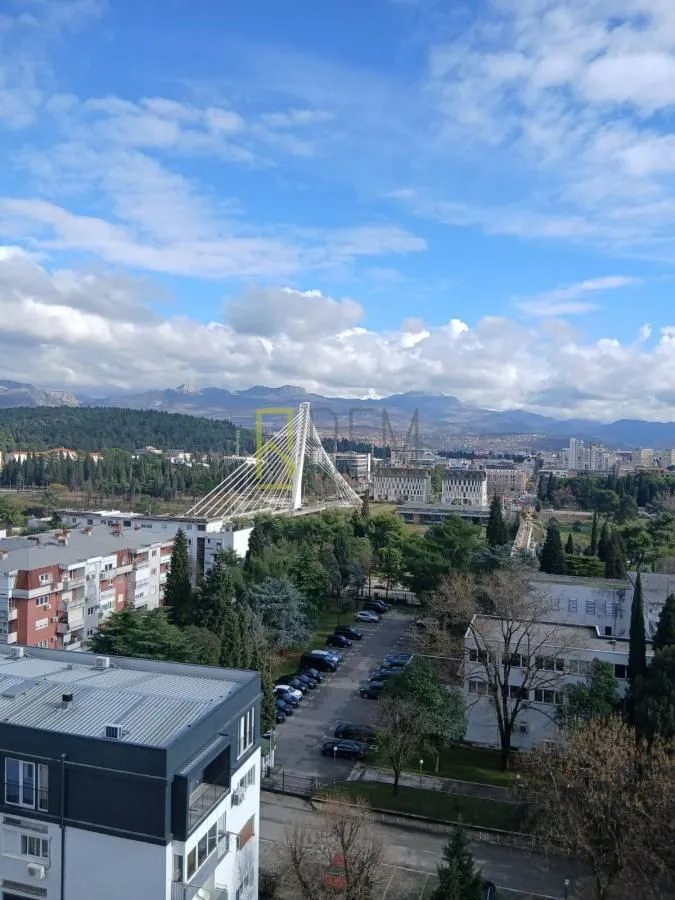 View of the city and bridge from the terrace.