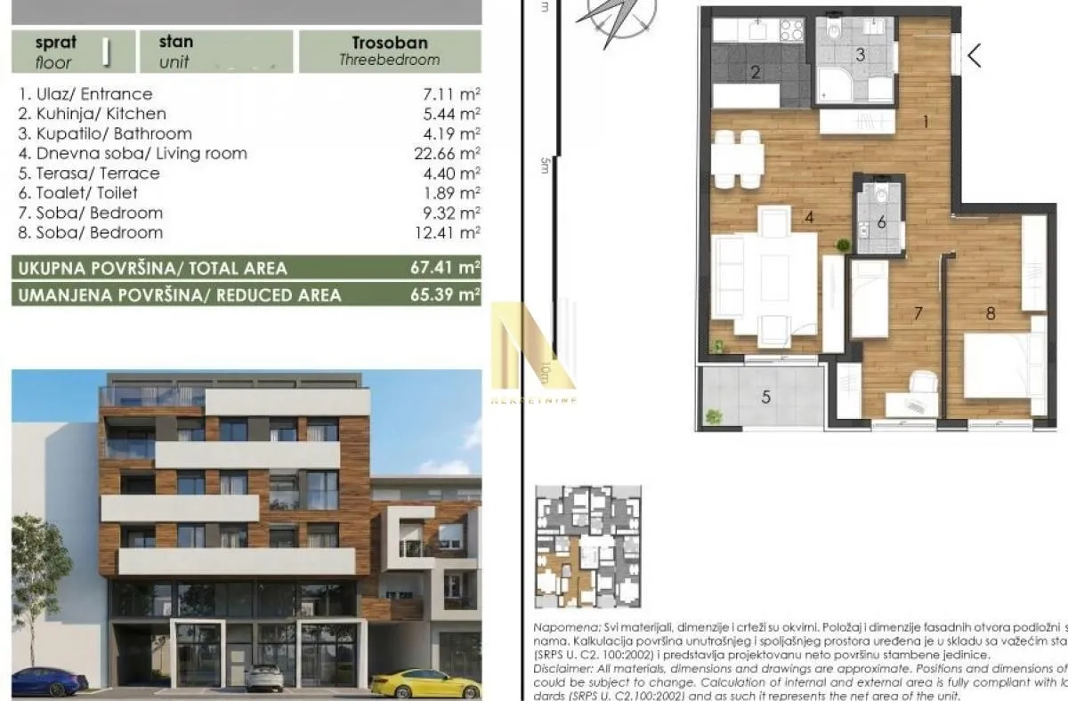 Prodaja, trosoban stan, 67m², Telep, Novi Sad Sve Podlokacije