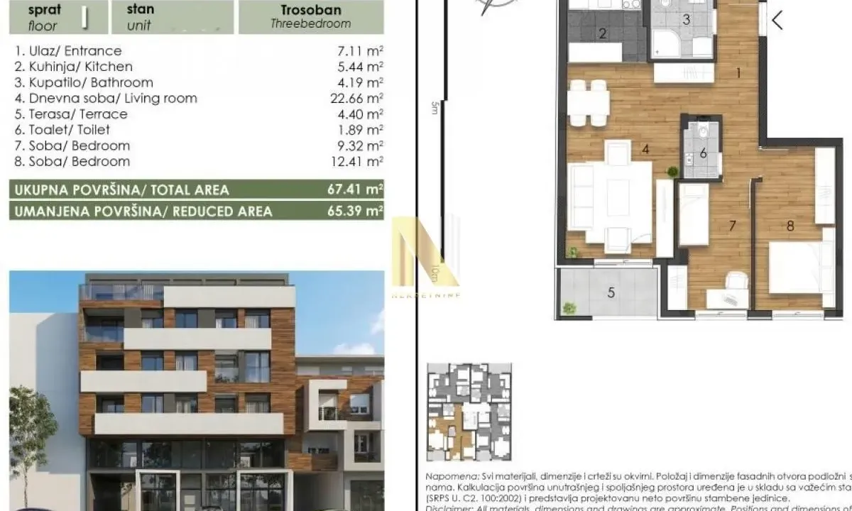 Prodaja, trosoban stan, 67m², Telep, Novi Sad Sve Podlokacije