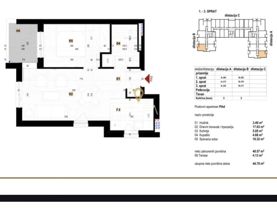 Sale, one bedroom apartment, 45m², Centar, Kolašin