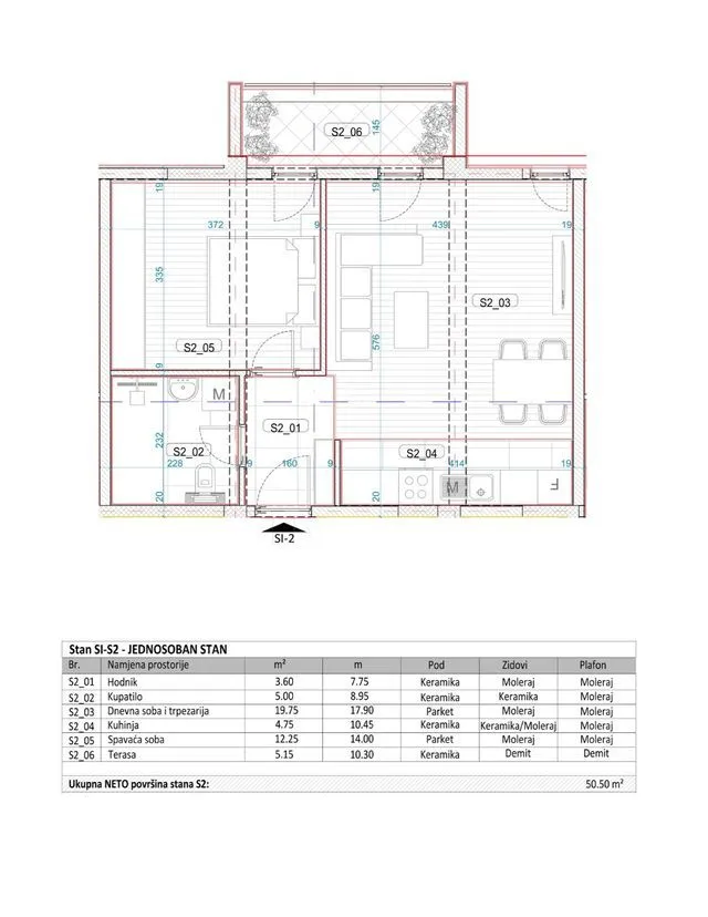 Sale, one bedroom apartment, 51m², Momišići, Podgorica