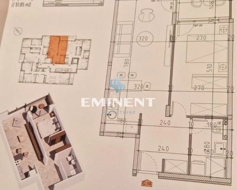 Prodaja, dvosoban stan, 52m², Lekino Brdo, Voždovac Sve Podlokacije