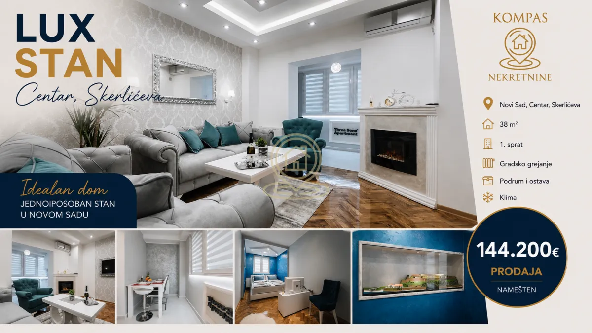 Sale, one bedroom apartment, 38m², Centar, Novi Sad