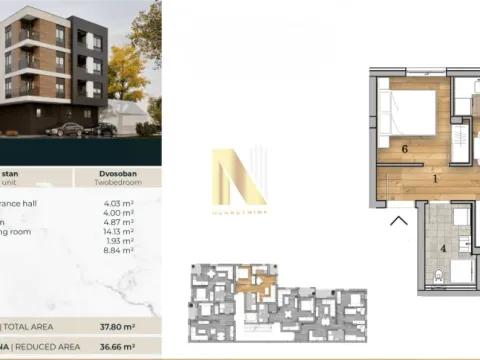 Sale, one bedroom apartment, 38m², Telep, Novi Sad Sve Podlokacije