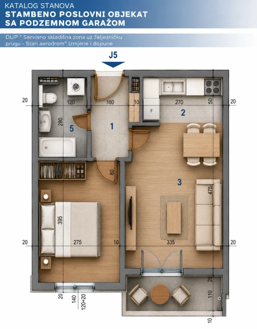 Prodaja, jednosoban stan, 41m², Stari Aerodrom, Podgorica