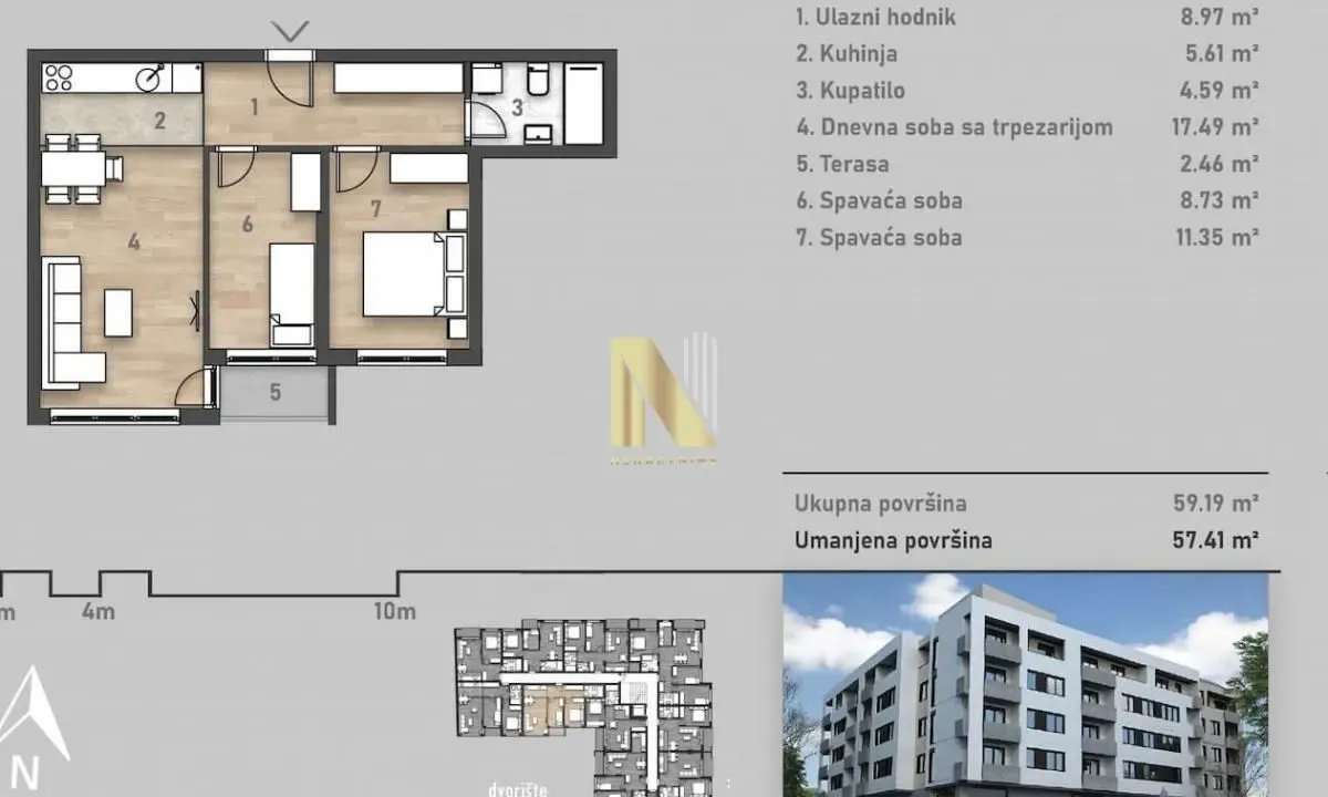 Prodaja, trosoban stan, 58m², Salajka, Novi Sad Sve Podlokacije