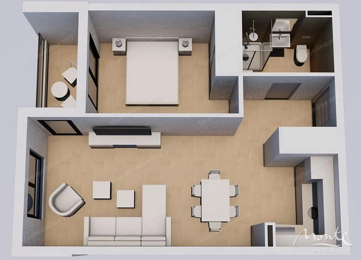 Prodaja, jednosoban stan, 47m², Kavač, Kotor