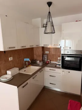 Modern white kitchen with built-in oven and sink. - image 5