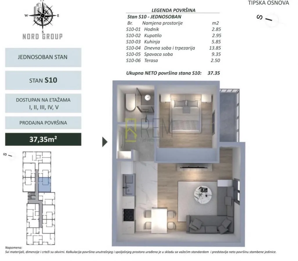 Prodaja, jednosoban stan, 37m², Zabjelo, Podgorica