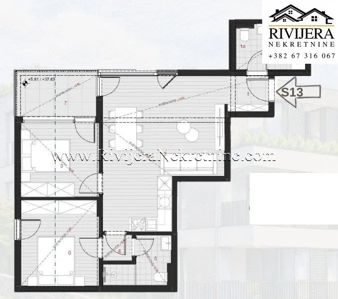 Prodaja, dvosoban stan, 72m², Dobrota, Kotor