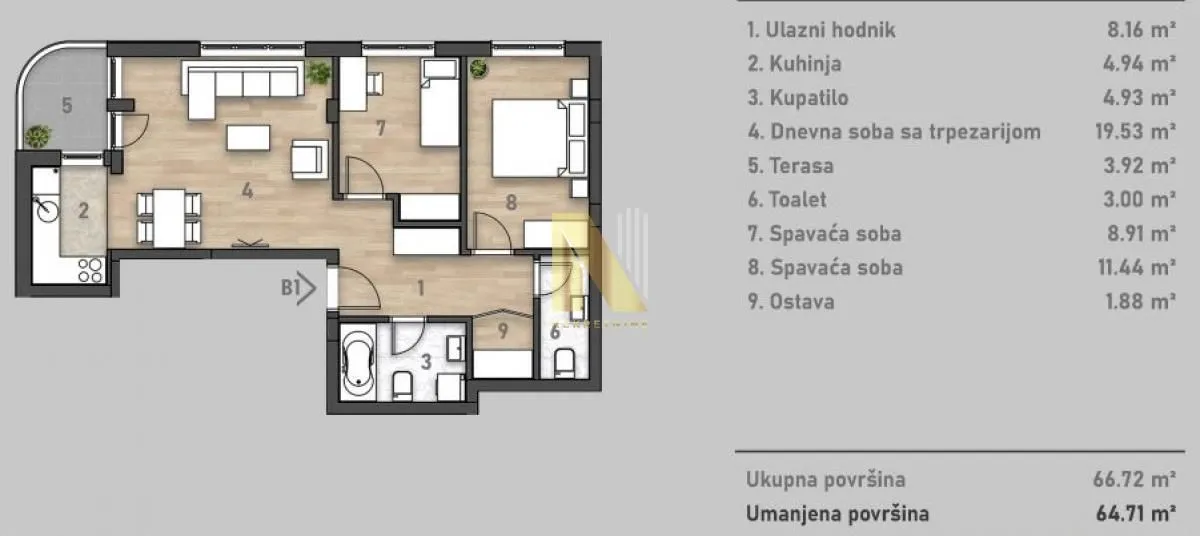 Prodaja, trosoban stan, 66m², Socijalno, Novi Sad Sve Podlokacije