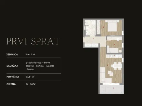 Sale, two bedroom apartment, 57m², Muo, Kotor - image 4