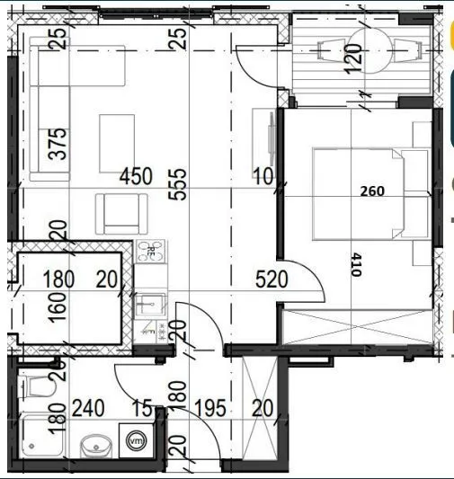 Sale, one bedroom apartment, 43m², Radanovići, Kotor