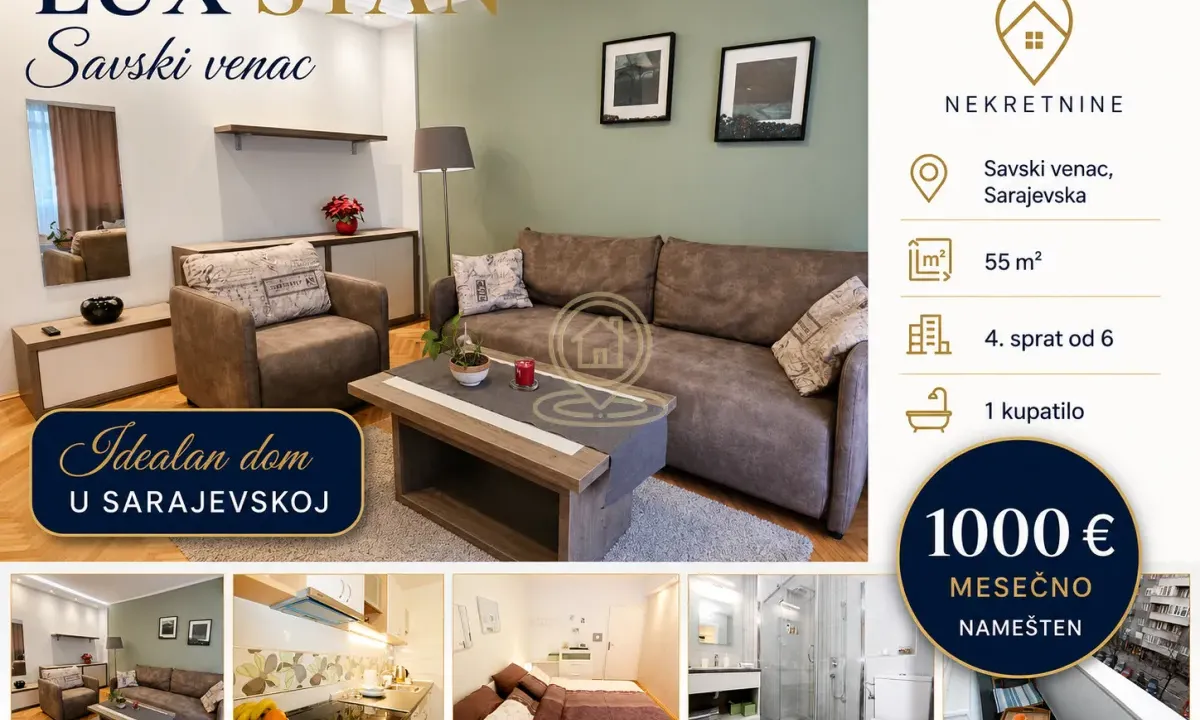 Izdavanje, dvosoban stan, 55m², Sarajevska, Beograd
