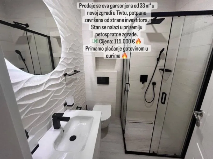 Prodaja, garsonjera, 33m², Tivat, Crna Gora