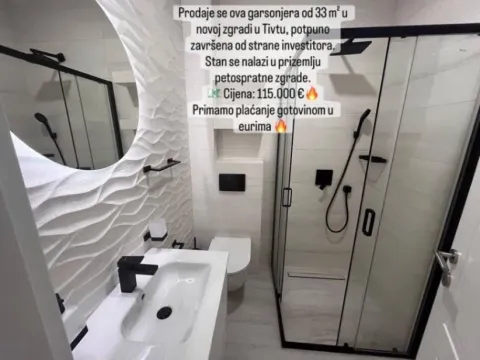 Sale, studio apartment, 33m², Tivat, Crna Gora