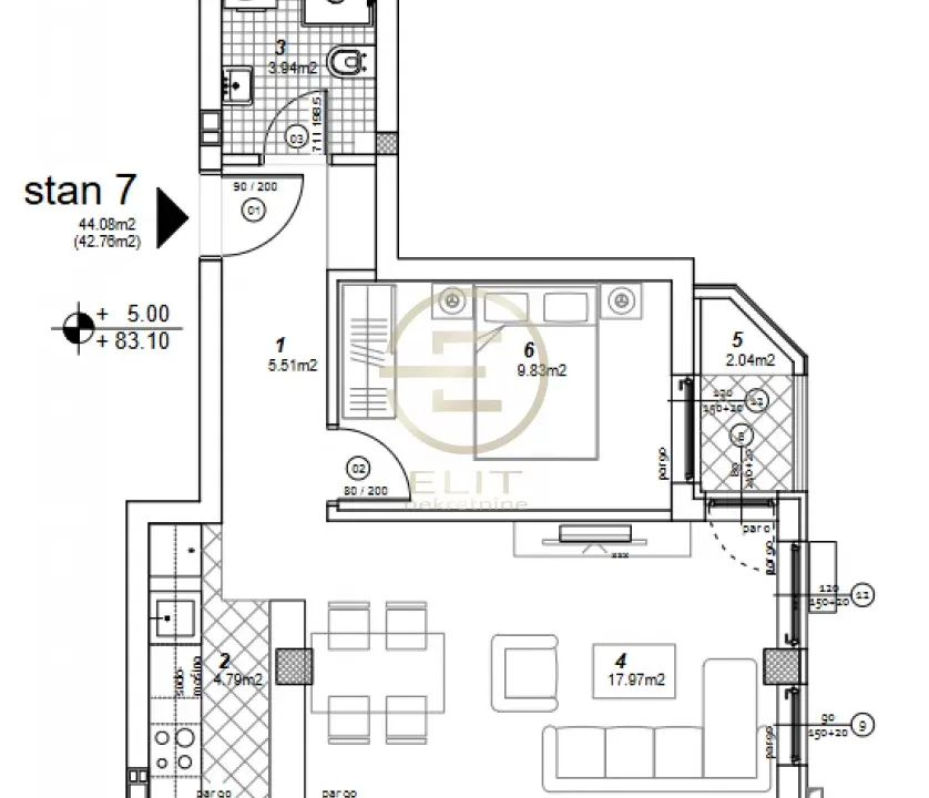 Sale, two bedroom apartment, 42m², Telep, Novi Sad Sve Podlokacije