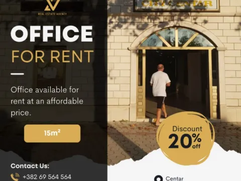 Izdavanje, poslovni prostor, 15m², Centar, Nikšić