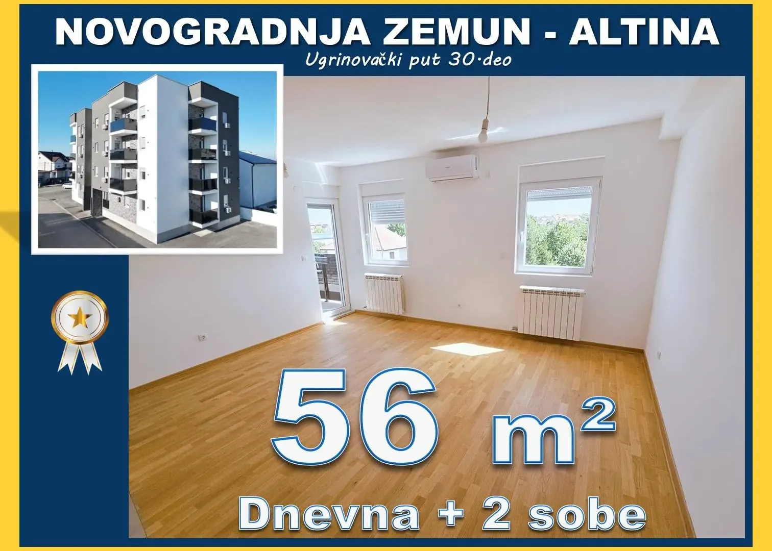 Sale, two bedroom apartment, 56m², Altina, Beograd