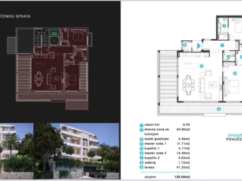 Sale, two bedroom apartment, 125m², Opatovo, Tivat