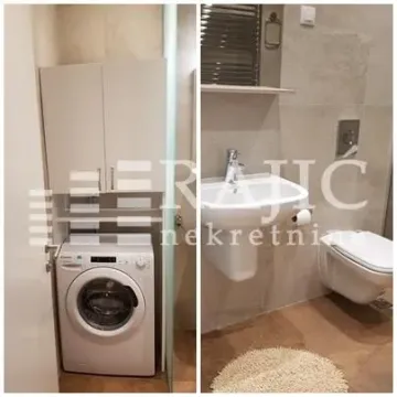 Combined view of a modern bathroom with sanitary fixtures and a washing machine. - image 13